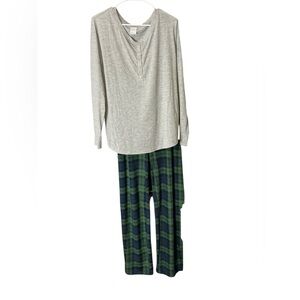 Stars Above Gray and Green Pajama Set Soft Sleepwear